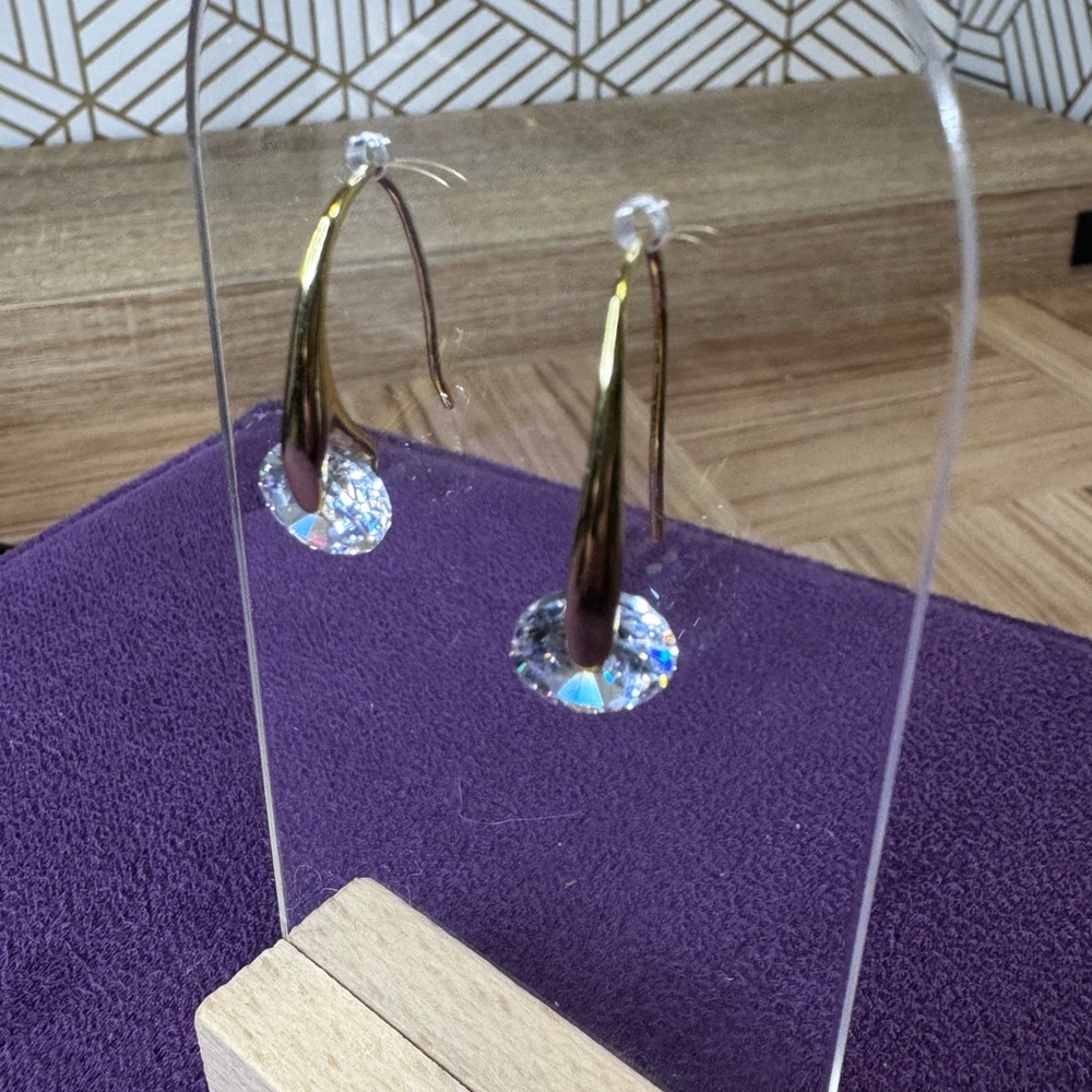 Gold and Crystal Hook Earrings